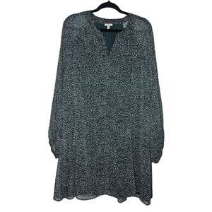 Joie Green Polka dot sheer lined long sleeved dress sz XXL